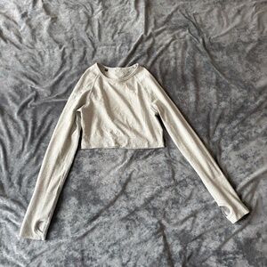 Gymshark Gray Cropped Long Sleeve Top Thumb Holes